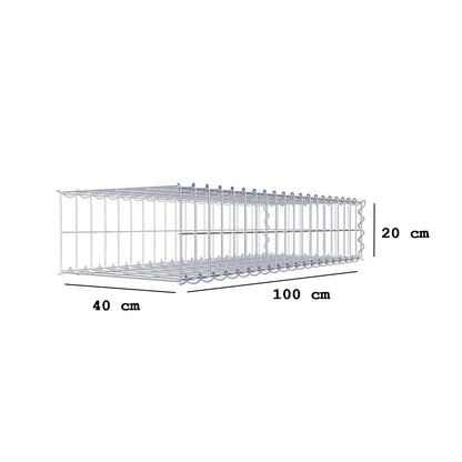 Gabion rapporté type 2 100 cm x 20 cm x 40 cm (L x H x P), mailles 5 cm x 10 cm, spirale