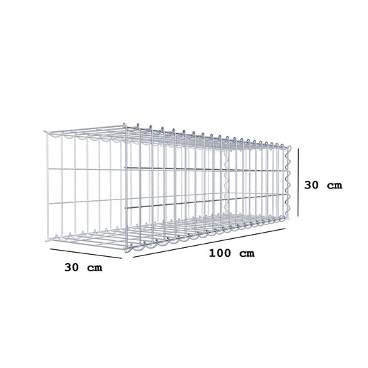 Gabbione aggiuntivo tipo 2 100 cm x 30 cm x 30 cm (L x A x P), maglia 5 cm x 10 cm, spirale