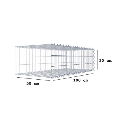 Gabbione aggiuntivo tipo 2 100 cm x 30 cm x 50 cm (L x A x P), maglia 5 cm x 10 cm, spirale