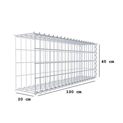 Udvokset gabion type 2 100 cm x 40 cm x 20 cm (L x H x D), maskestørrelse 5 cm x 10 cm, spiral