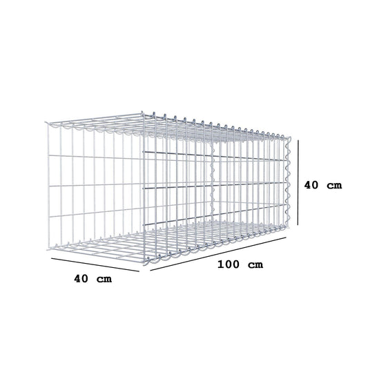 Gavión complementario tipo 2 100 cm x 40 cm x 40 cm (L x A x P), malla 5 cm x 10 cm, espiral