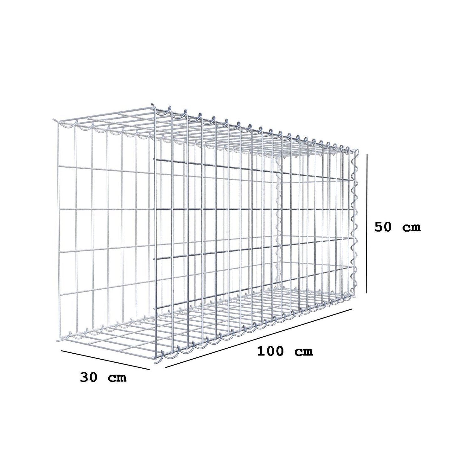 Anbaugabione Typ 2 100 cm x 50 cm x 30 cm (L x H x T), Maschenweite 5 cm x 10 cm, Spirale