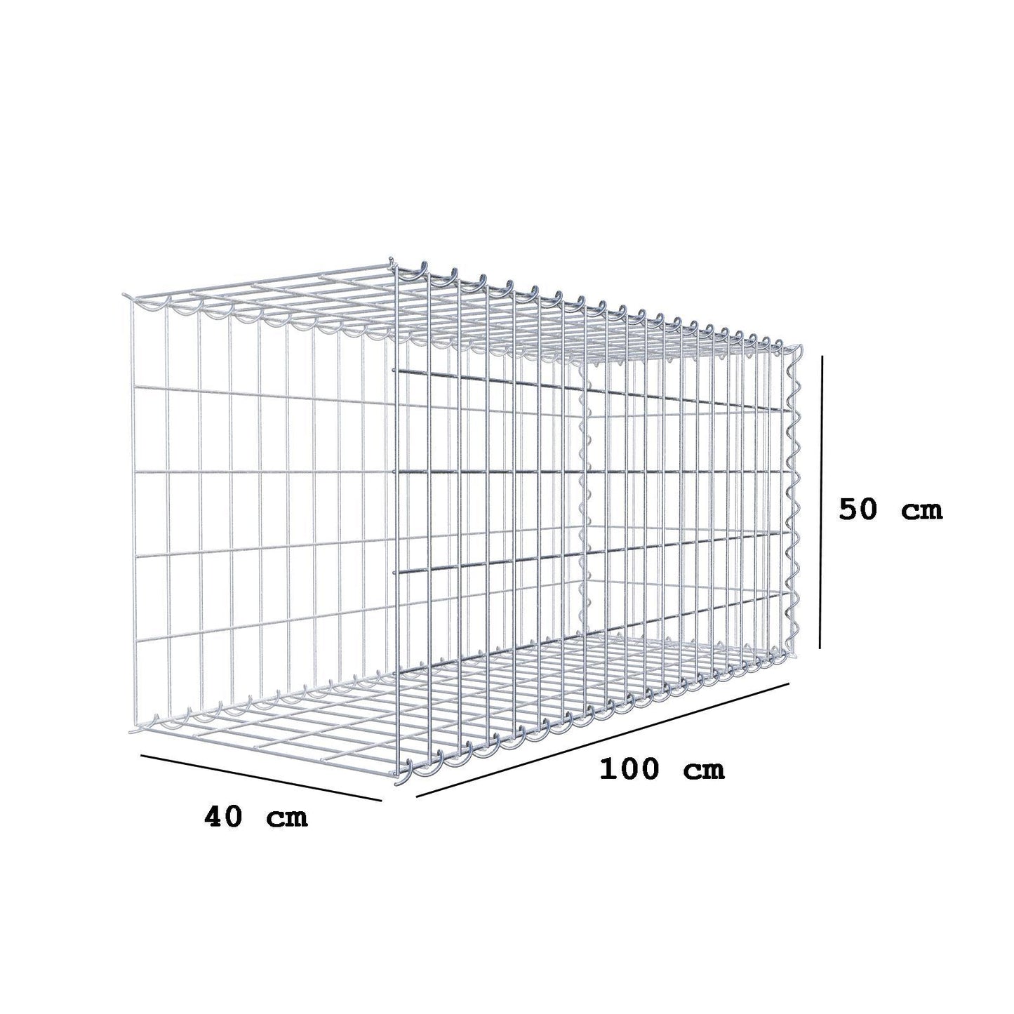 Anbaugabione Typ 2 100 cm x 50 cm x 40 cm (L x H x T), Maschenweite 5 cm x 10 cm, Spirale