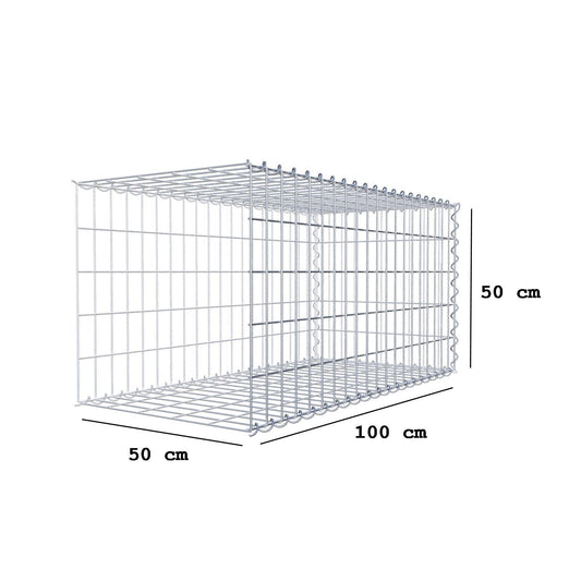 Gabion rapporté type 2 100 cm x 50 cm x 50 cm (L x H x P), mailles 5 cm x 10 cm, spirale
