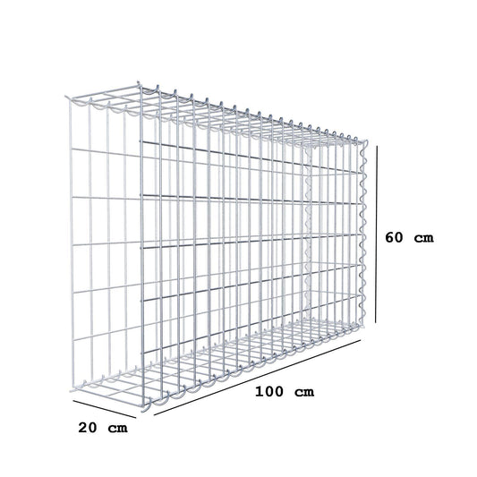 Gabion rapporté type 2 100 cm x 60 cm x 20 cm (L x H x P), mailles 5 cm x 10 cm, spirale