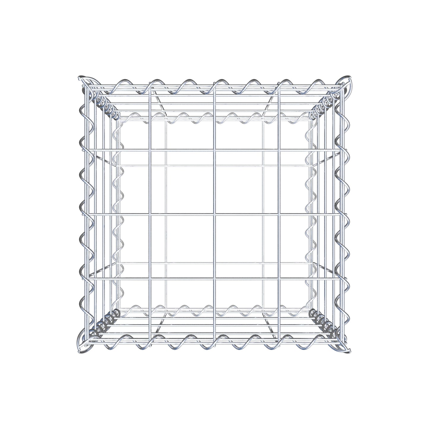 Schanskorf 40 cm x 40 cm x 40 cm (L x H x D), maaswijdte 10 cm x 10 cm, spiraal