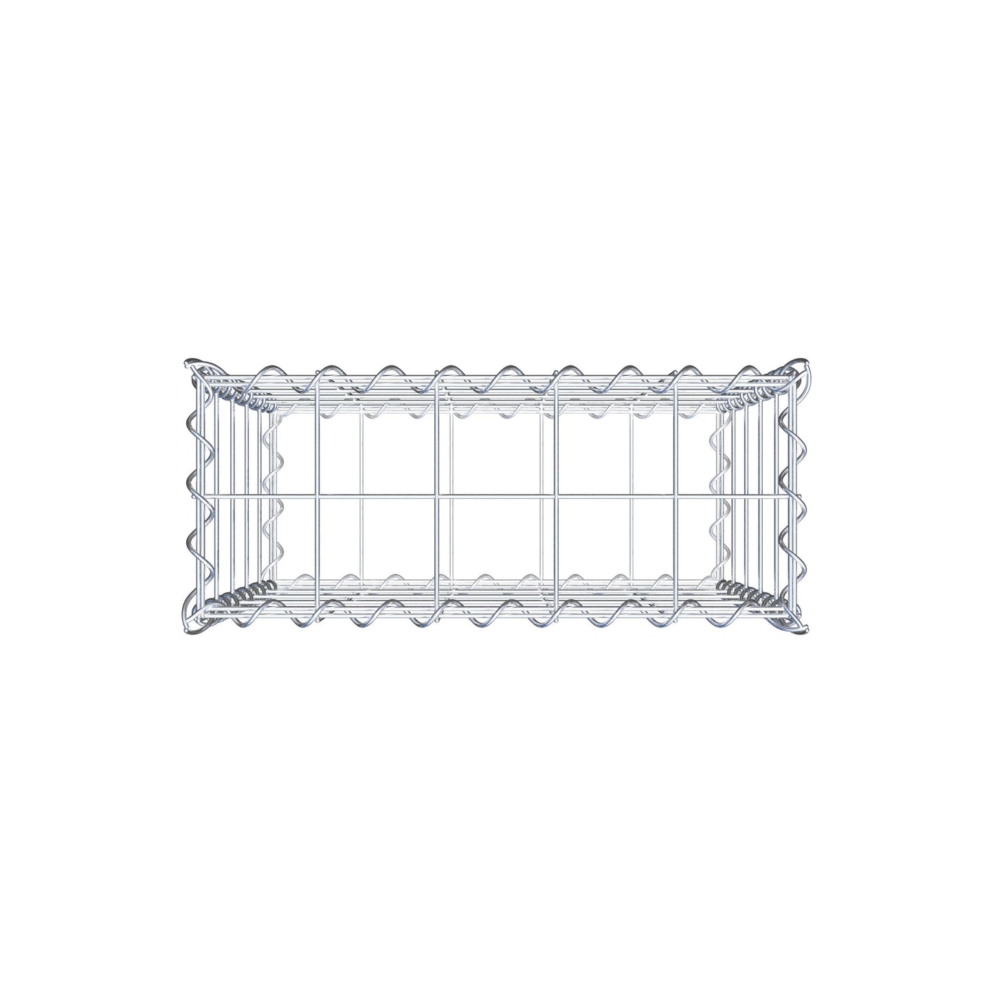 Schanskorf 50 cm x 50 cm x 20 cm (L x H x D), maaswijdte 10 cm x 10 cm, spiraalvormig