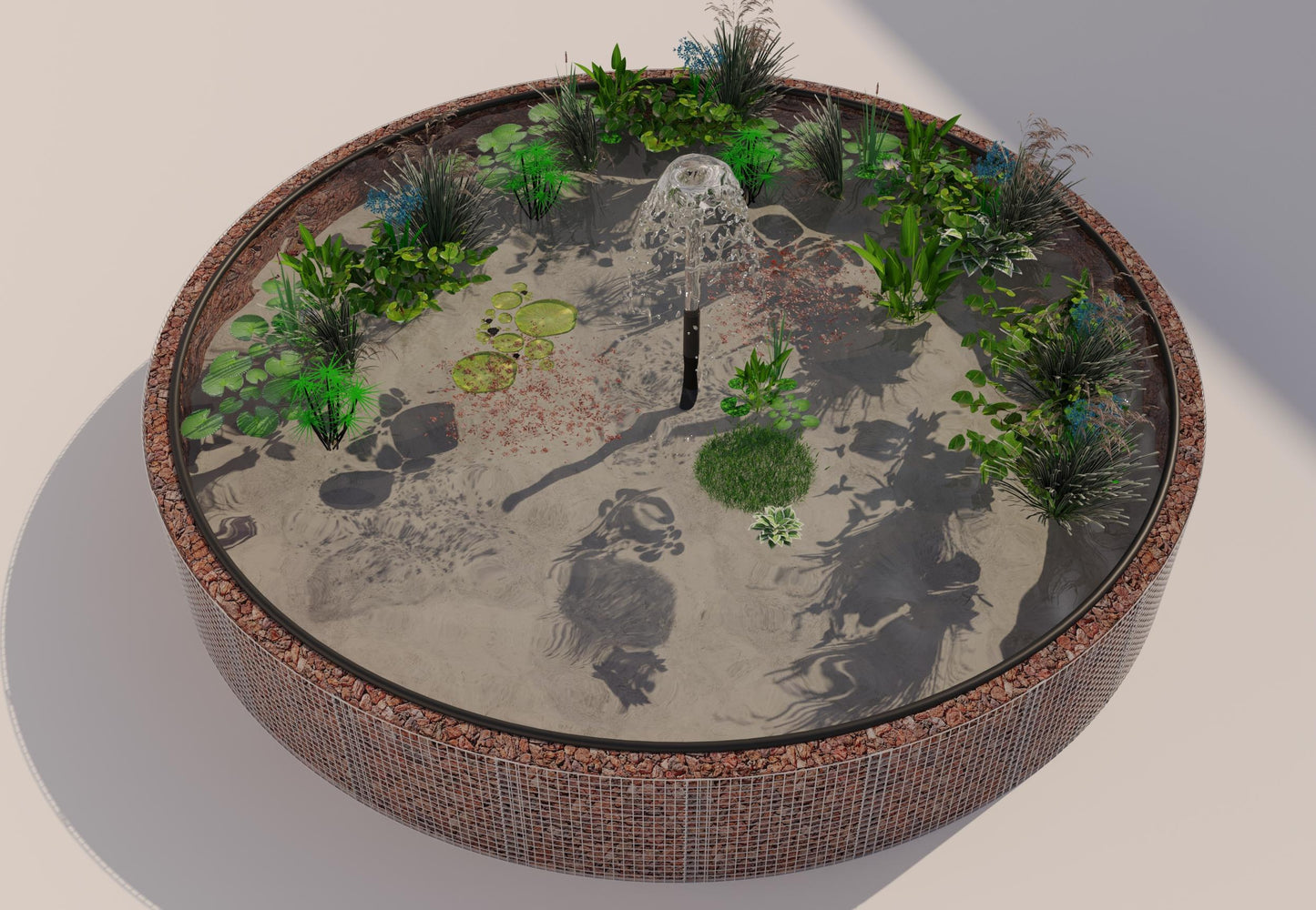 Gabion raised pond, round, outer diameter 292 cm, height 80 cm, mesh size 5 x 5 cm, wall thickness 15 cm