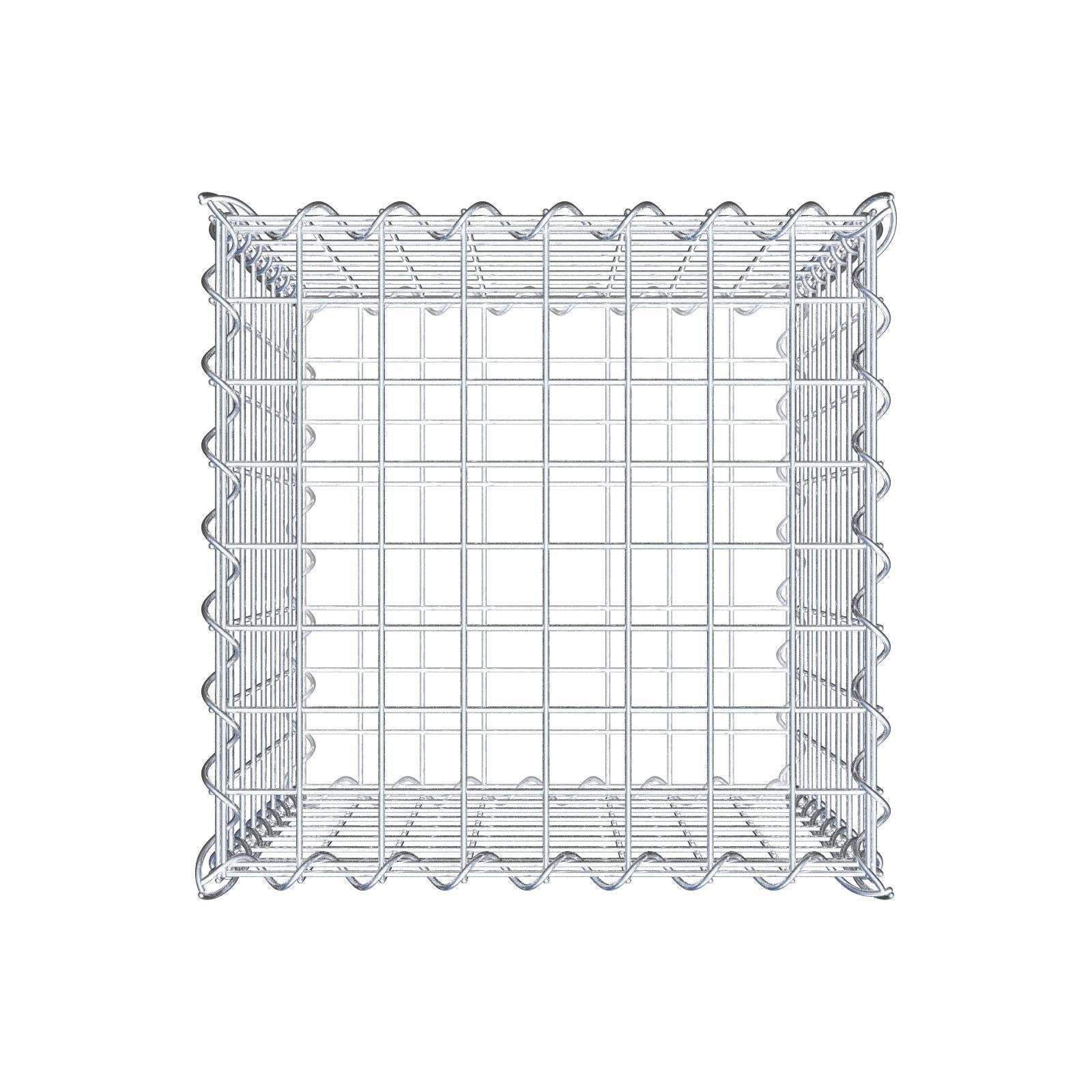 Schanskorf 40 cm x 40 cm x 40 cm (L x H x D), maaswijdte 5 cm x 5 cm, spiraalvormig