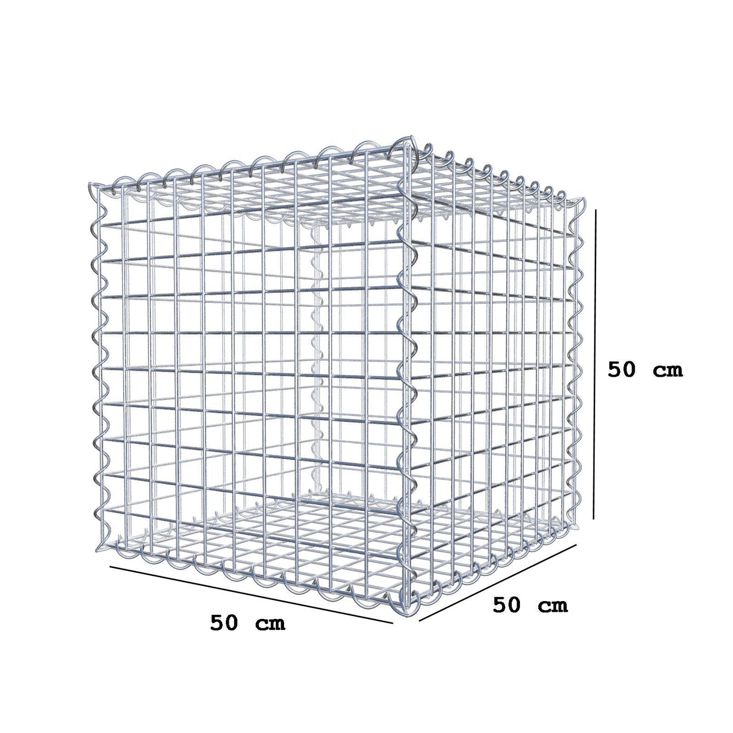 Gabion 50 cm x 50 cm x 50 cm (L x H x D), mesh size 5 cm x 5 cm, spiral