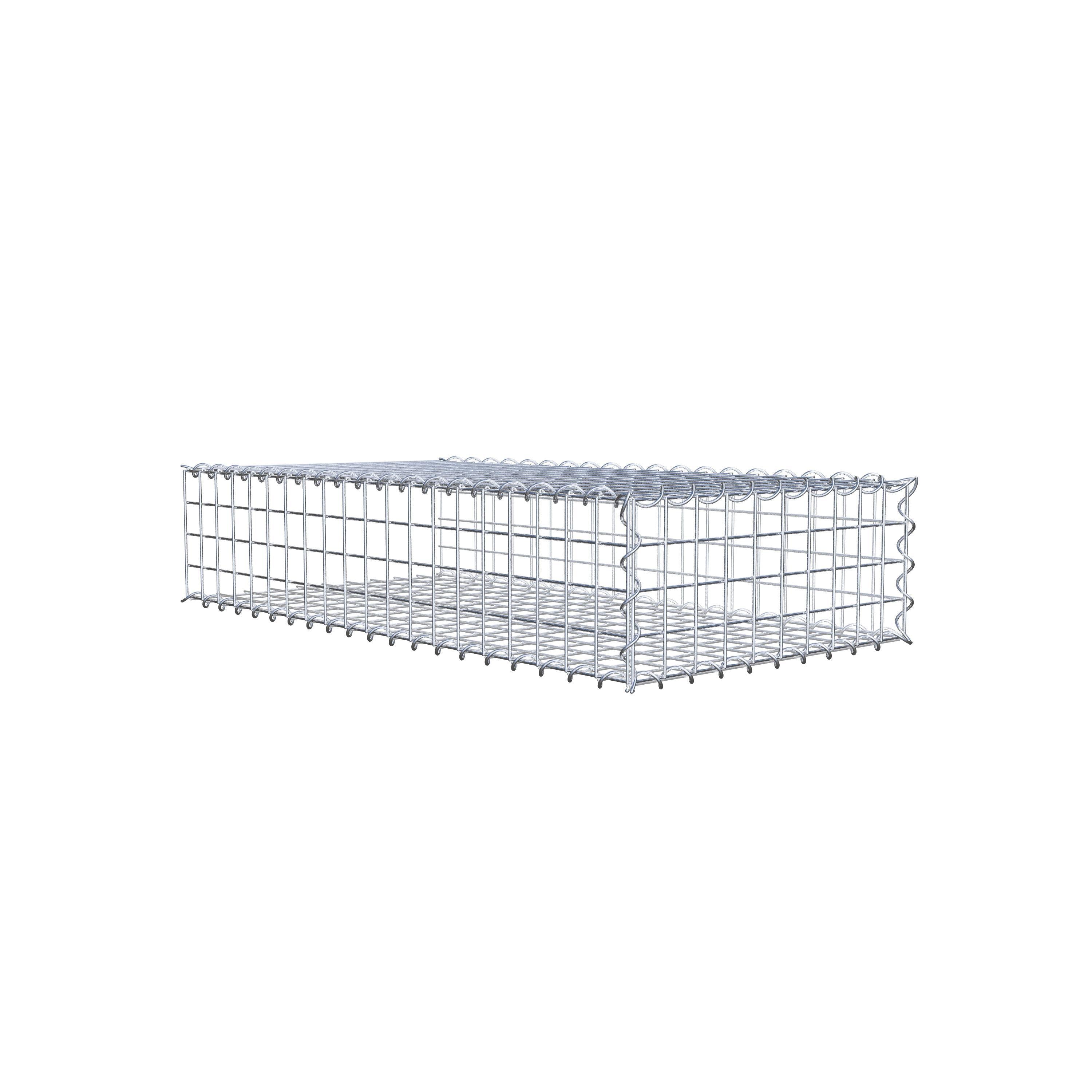 Opvokset gabion type 2 100 cm x 20 cm x 50 cm (L x H x D), maskestørrelse 5 cm x 5 cm, spiral