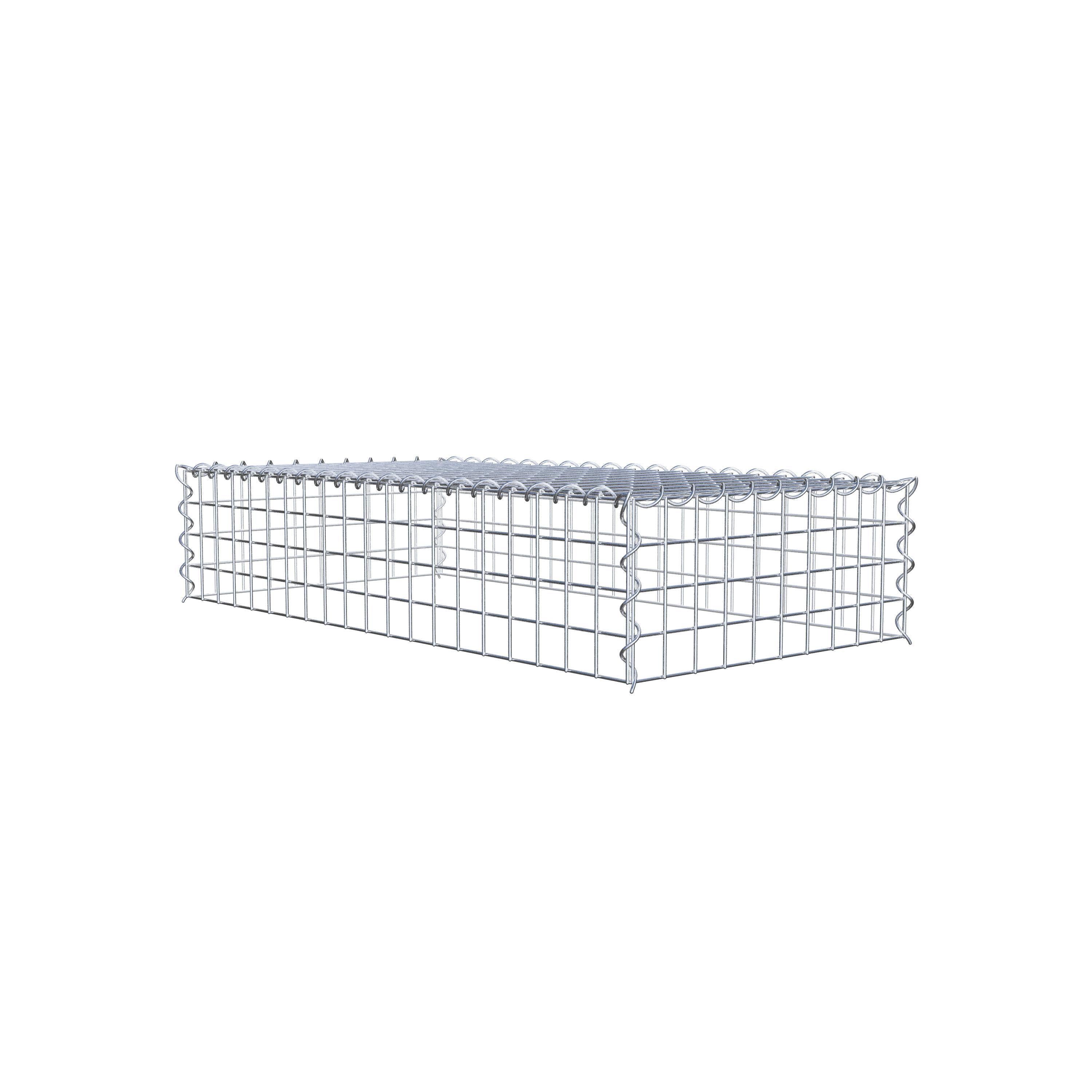 Opvokset gabion type 3 100 cm x 20 cm x 50 cm (L x H x D), maskestørrelse 5 cm x 5 cm, spiral