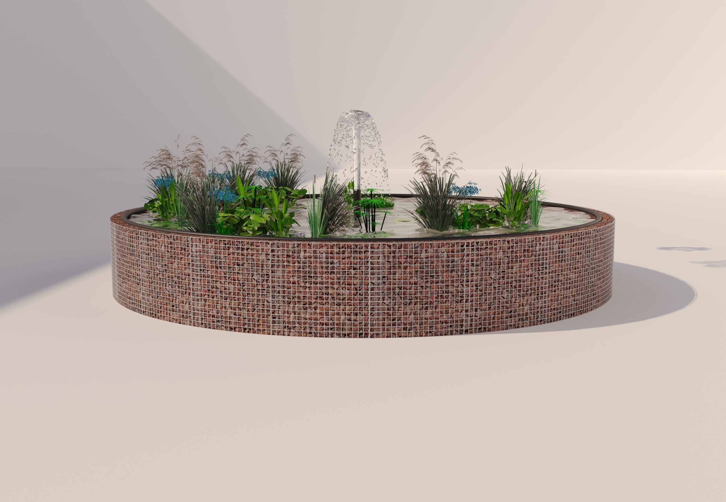 Gabionen Hochteich rund, Außendurchmesser 292 cm, Höhe 80 cm, Maschenweite 5 x 5 cm, Wandstärke 15 cm
