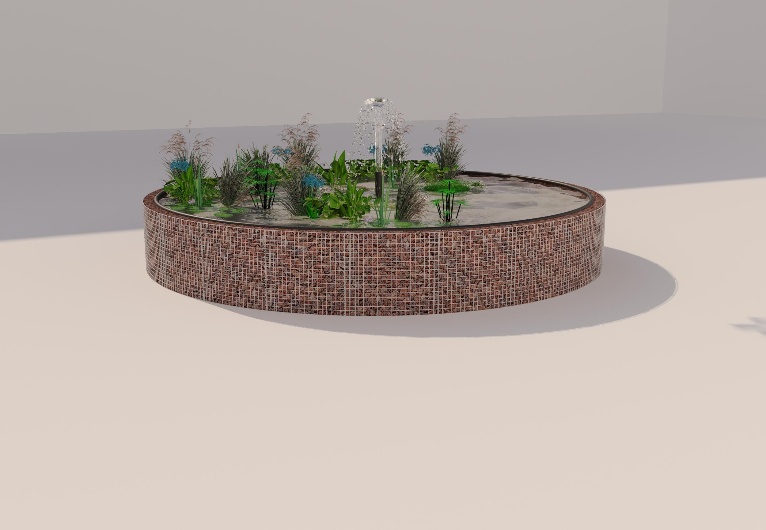 Gabionen Hochteich rund, Außendurchmesser 292 cm, Höhe 80 cm, Maschenweite 5 x 5 cm, Wandstärke 15 cm