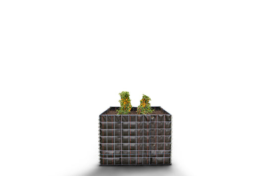 Lit surélevé carré sans zone de pierres - Longueur : 100 cm - Hauteur : 70 cm - Profondeur : 100 cm - Largeur des mailles : 10 x 10 cm