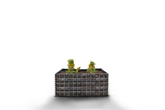 Lit surélevé carré sans zone de pierres - Longueur : 120 cm - Hauteur : 50 cm - Profondeur : 50 cm - Largeur des mailles : 10 x 10 cm