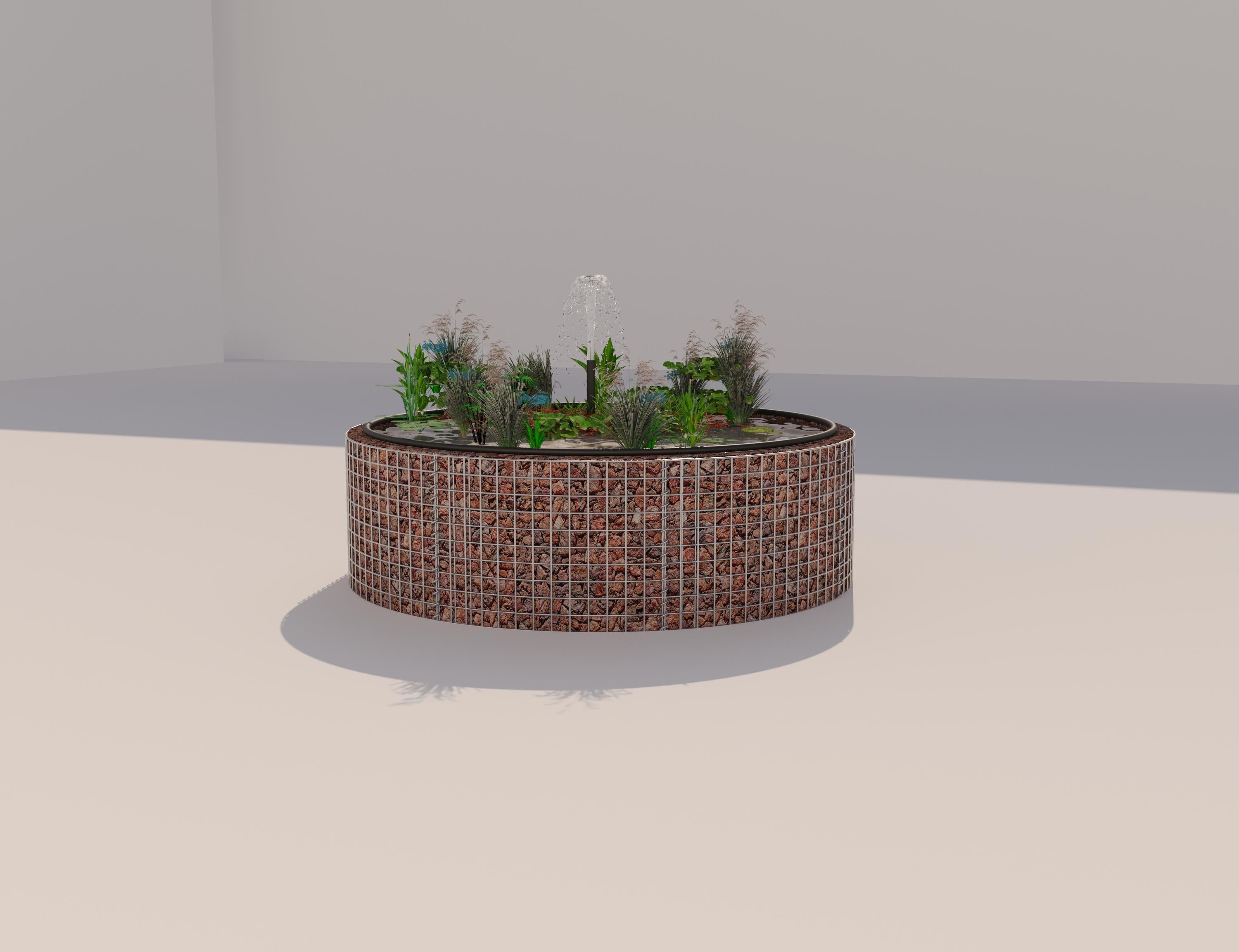 Schanskorven verhoogde vijver, rond, buitendiameter 172 cm, hoogte 50 cm, maaswijdte 5 x 5 cm, wanddikte 15 cm