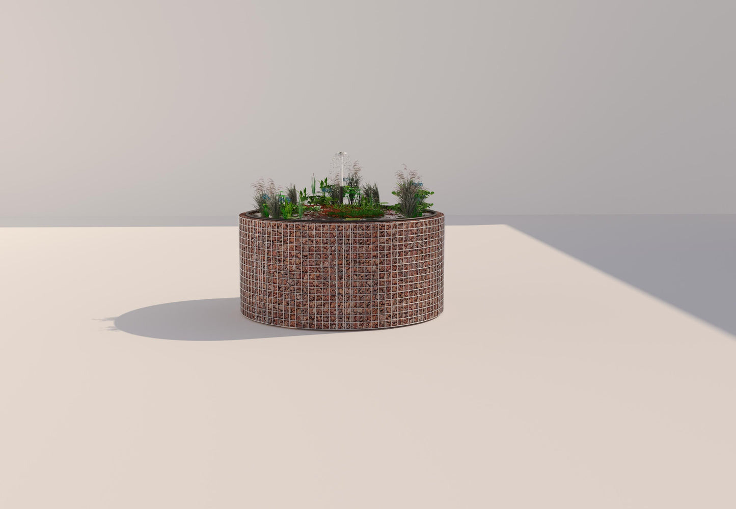 Gabion bassin surélevé rond, diamètre extérieur 172 cm, hauteur 80 cm, mailles 5 x 5 cm, épaisseur de paroi 15 cm