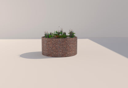 Gabion bassin surélevé rond, diamètre extérieur 172 cm, hauteur 80 cm, mailles 5 x 5 cm, épaisseur de paroi 15 cm