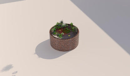 Gabion bassin surélevé rond, diamètre extérieur 172 cm, hauteur 80 cm, mailles 5 x 5 cm, épaisseur de paroi 15 cm