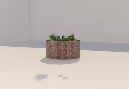 Gabion bassin surélevé rond, diamètre extérieur 172 cm, hauteur 80 cm, mailles 5 x 5 cm, épaisseur de paroi 15 cm