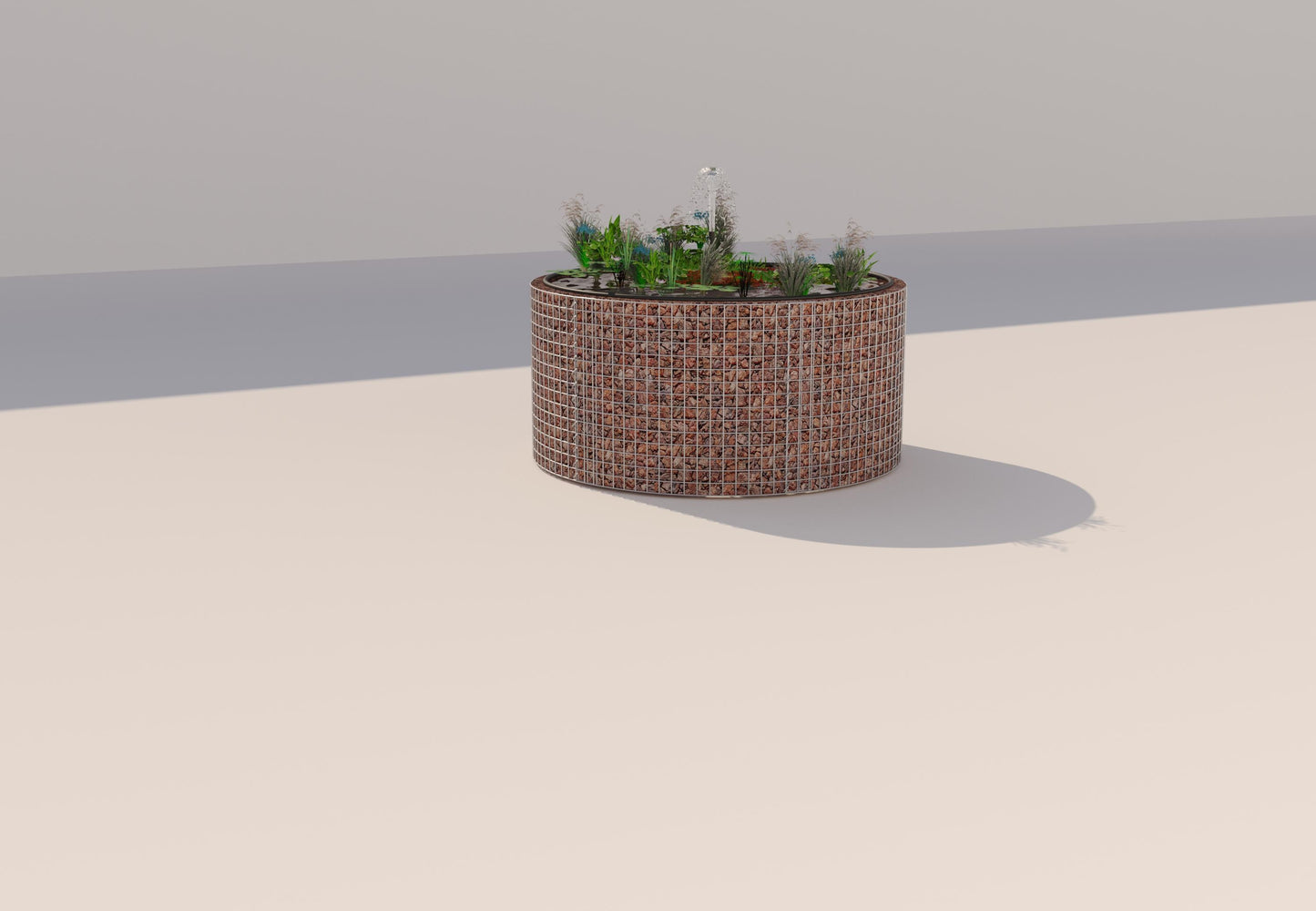 Gabion bassin surélevé rond, diamètre extérieur 172 cm, hauteur 80 cm, mailles 5 x 5 cm, épaisseur de paroi 15 cm