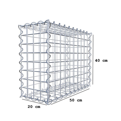 Gabbione 50 cm x 40 cm x 20 cm (L x H x P), maglia 5 cm x 5 cm, spirale