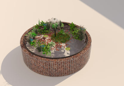 Gabion raised pond, round, outer diameter 202 cm, height 50 cm, mesh size 5 x 5 cm, wall thickness 15 cm