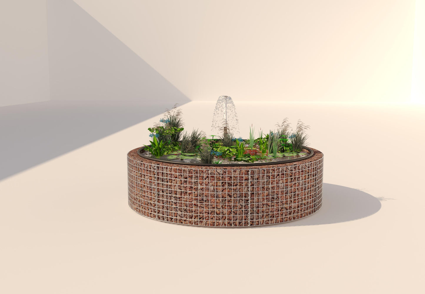 Gabion raised pond, round, outer diameter 202 cm, height 50 cm, mesh size 5 x 5 cm, wall thickness 15 cm