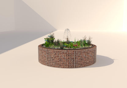 Gabion raised pond, round, outer diameter 202 cm, height 50 cm, mesh size 5 x 5 cm, wall thickness 15 cm