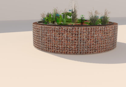 Gabion raised pond, round, outer diameter 202 cm, height 50 cm, mesh size 5 x 5 cm, wall thickness 15 cm