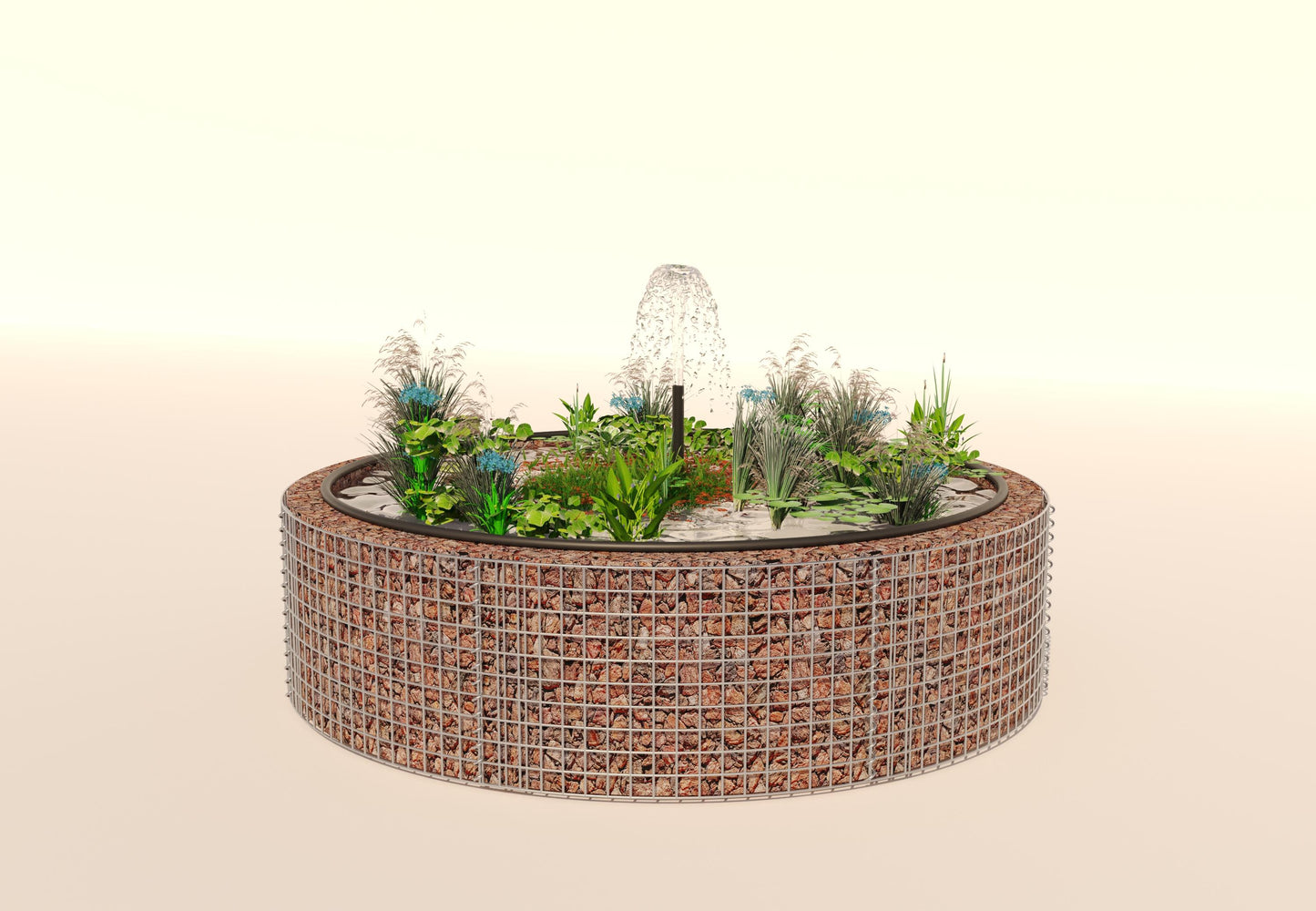 Gabion raised pond, round, outer diameter 202 cm, height 50 cm, mesh size 5 x 5 cm, wall thickness 15 cm