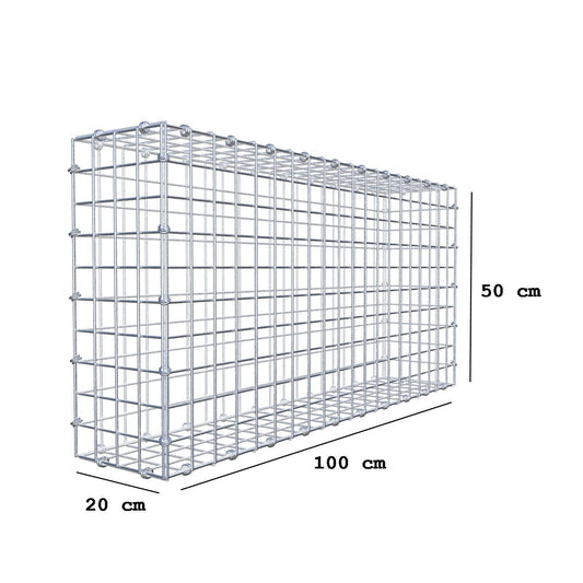 Gabion 100 cm x 50 cm x 20 cm (L x H x D), maskstorlek 5 x 5 cm, spiralring