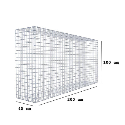 Gabion 200 cm x 100 cm x 40 cm (L x H x P), mailles 5 x 5 cm, anneau en spirale