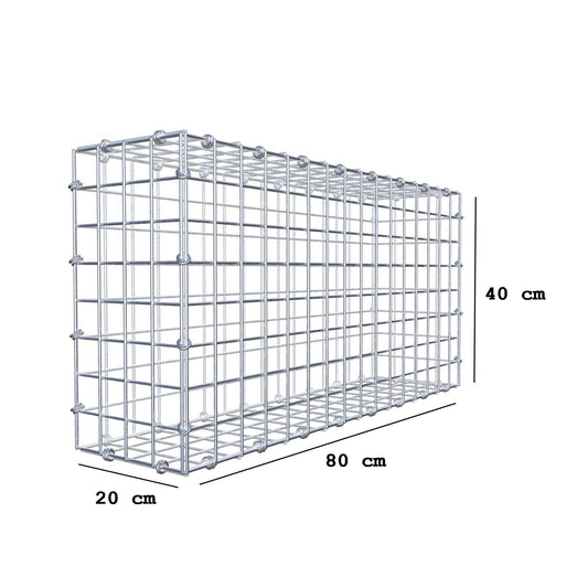 Gabion 80 cm x 40 cm x 20 cm (L x H x D), maskstorlek 5 x 5 cm, spiralring