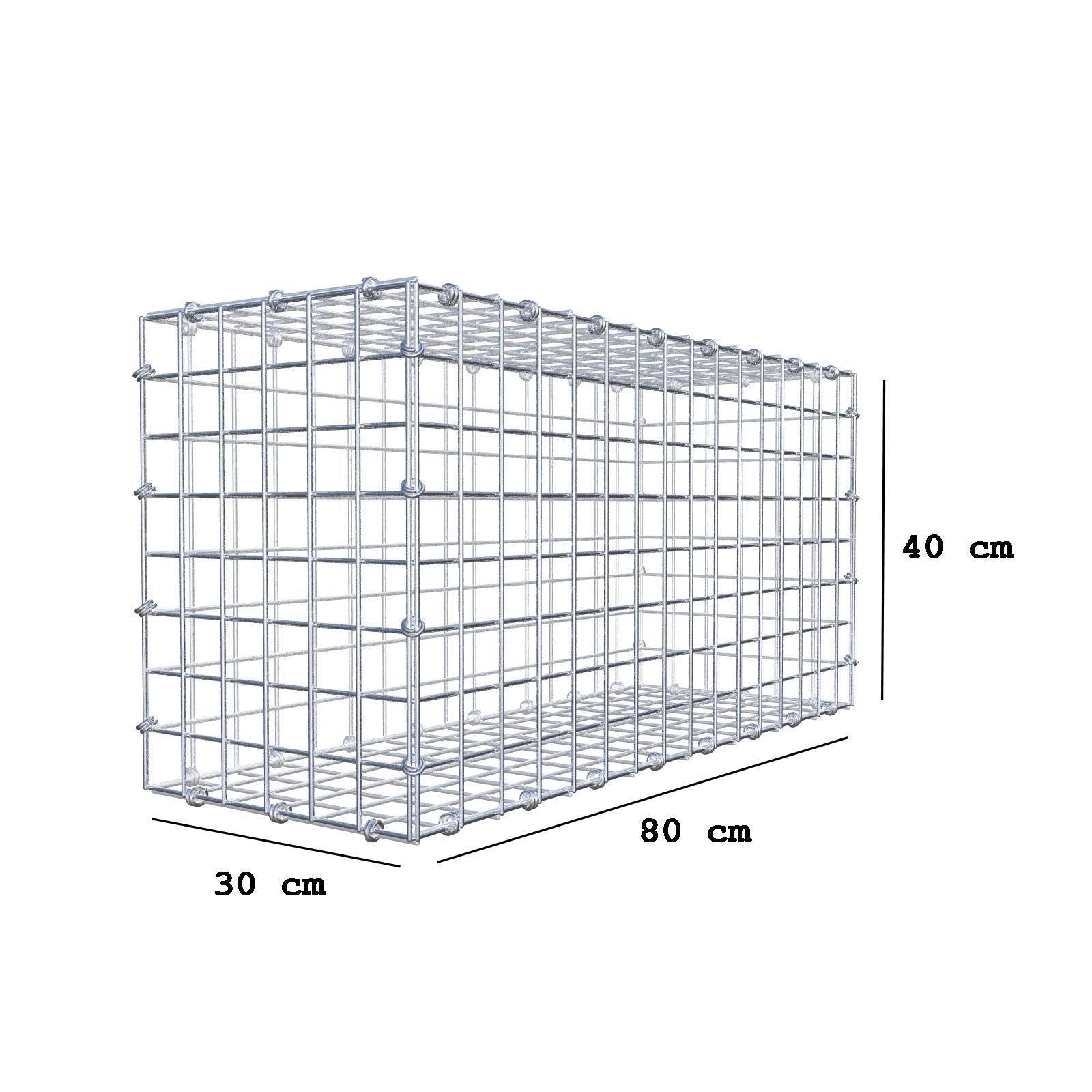 Gabione 80 cm x 40 cm x 30 cm (L x H x T), Maschenweite 5 x 5 cm, Spiralring