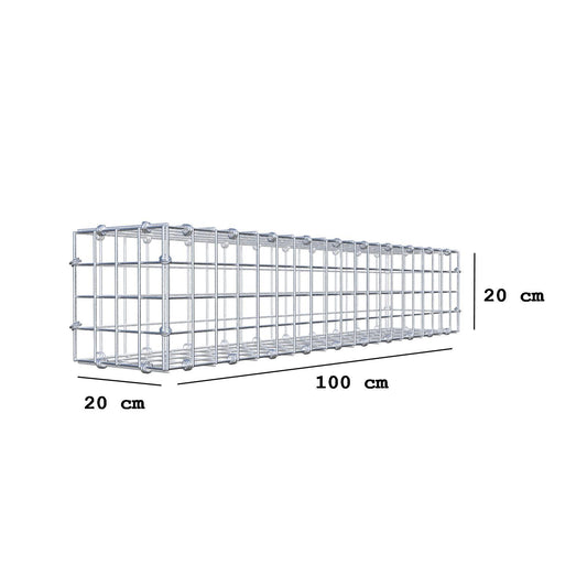 Gabbione 100 cm x 20 cm x 20 cm (L x H x P), maglia 5 x 5 cm, anello a spirale