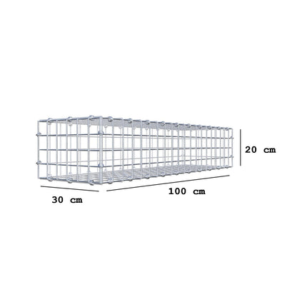 Gabione 100 cm x 20 cm x 30 cm (L x H x T), Maschenweite 5 x 5 cm, Spiralring