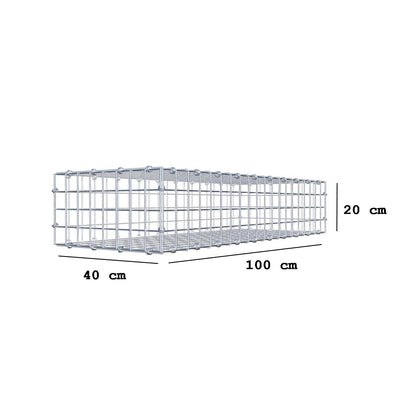 Gabione 100 cm x 20 cm x 40 cm (L x H x T), Maschenweite 5 x 5 cm, Spiralring