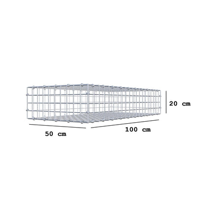 Gabione 100 cm x 20 cm x 50 cm (L x H x T), Maschenweite 5 x 5 cm, Spiralring