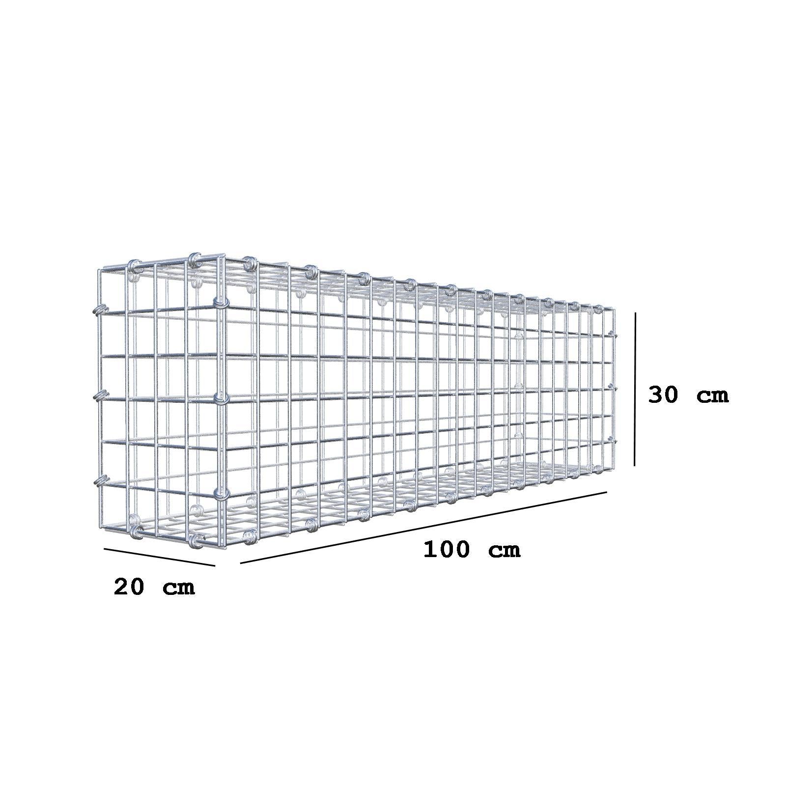 Schanskorf 100 cm x 30 cm x 20 cm (L x H x D), maaswijdte 5 x 5 cm, spiraalring