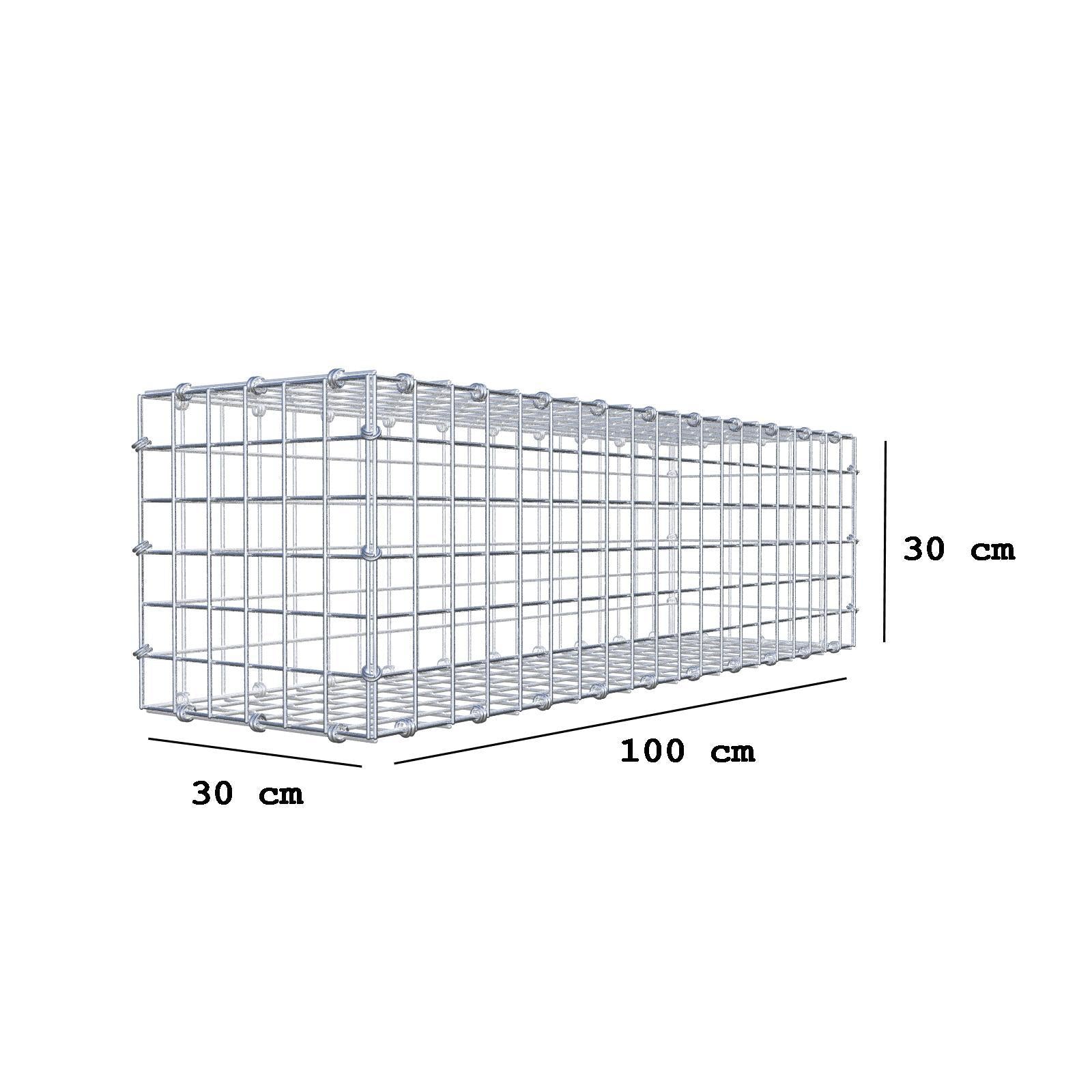 Schanskorf 100 cm x 30 cm x 30 cm (L x H x D), maaswijdte 5 x 5 cm, spiraalring