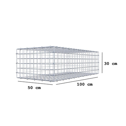 Gabione 100 cm x 30 cm x 50 cm (L x H x T), Maschenweite 5 x 5 cm, Spiralring