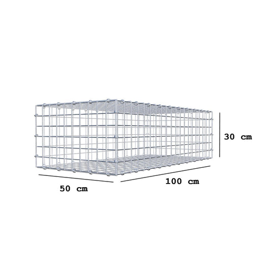Gabion 100 cm x 30 cm x 50 cm (L x H x D), maskestørrelse 5 x 5 cm, spiralring