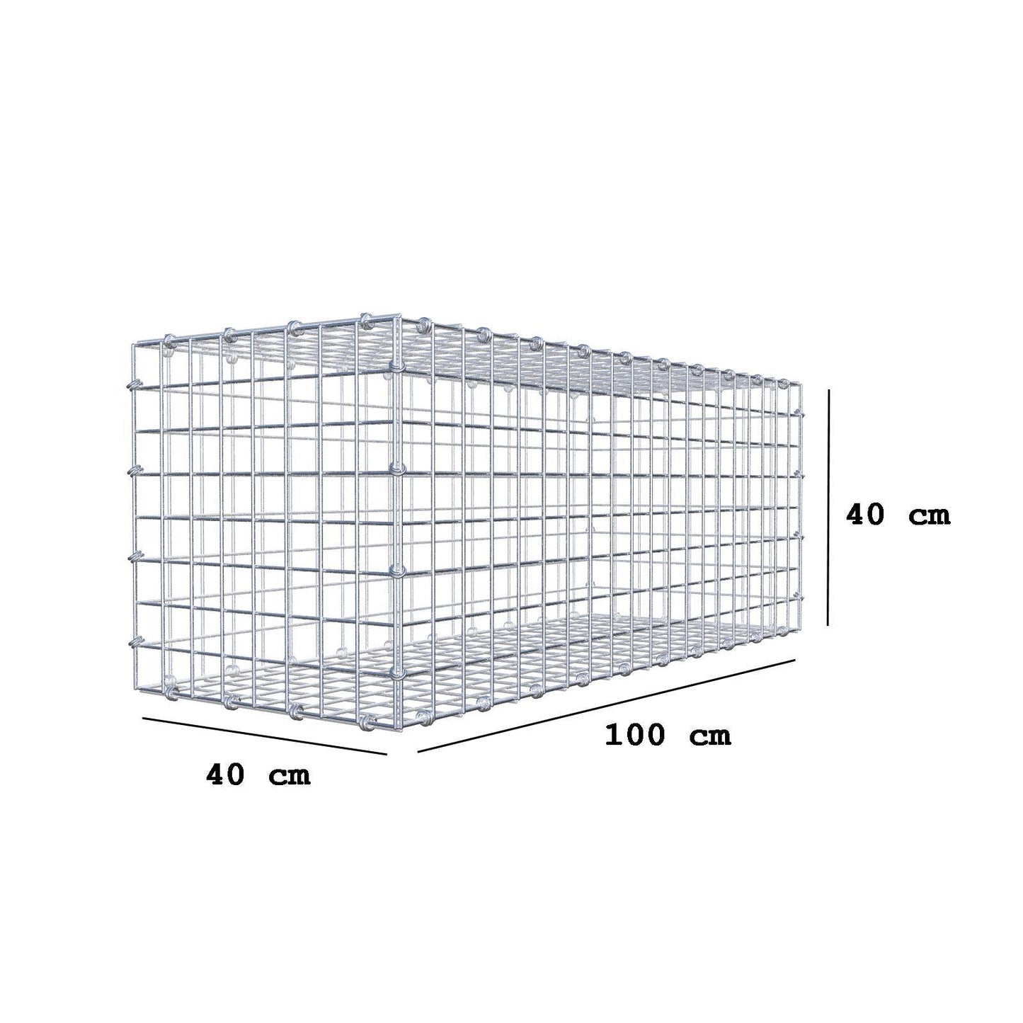 Gabion 100 cm x 40 cm x 40 cm (L x H x D), maskestørrelse 5 x 5 cm, spiralring