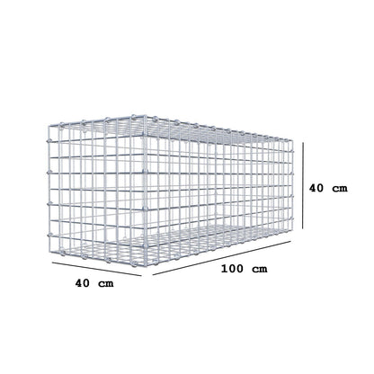 Gabion 100 cm x 40 cm x 40 cm (L x H x D), maskestørrelse 5 x 5 cm, spiralring