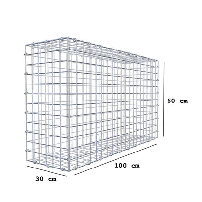 Gabion 100 cm x 60 cm x 30 cm (L x H x D), maskstorlek 5 x 5 cm, spiralring