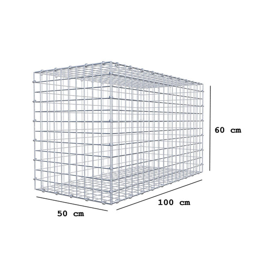 Gabion 100 cm x 60 cm x 50 cm (L x H x D), maskestørrelse 5 x 5 cm, spiralring