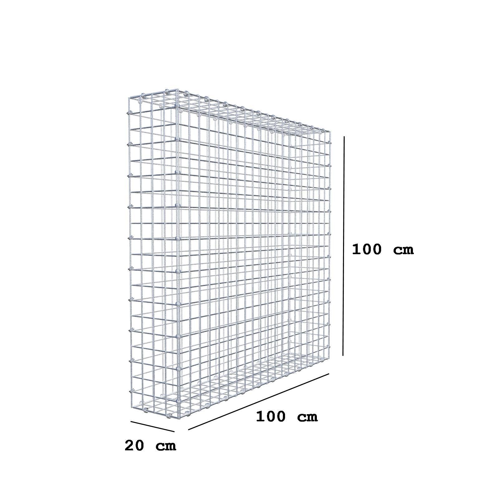 Gabione 100 cm x 100 cm x 20 cm (L x H x T), Maschenweite 5 x 5 cm, Spiralring