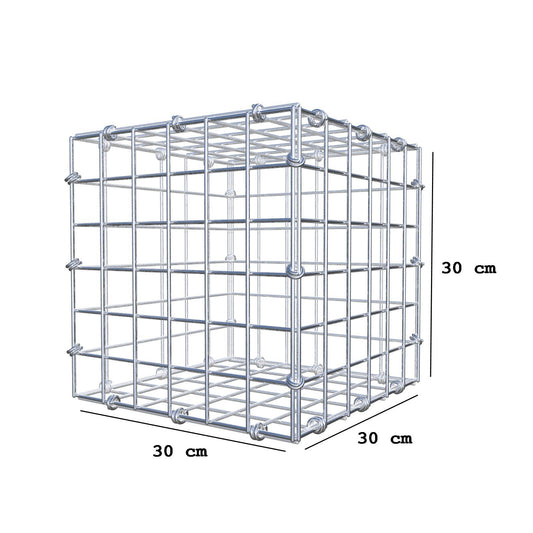 Gabion 30 cm x 30 cm x 30 cm (L x H x D), maskstorlek 5 x 5 cm, spiralring